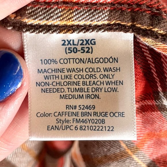 Vintage 90s Faded Glory red flannel plaid buttondown shirt 2XL - Picture 4 of 9